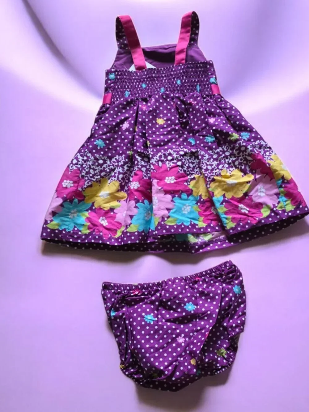 NWT JESSICA ANN (18MO) Purple baby dress Matching Diaper cover set